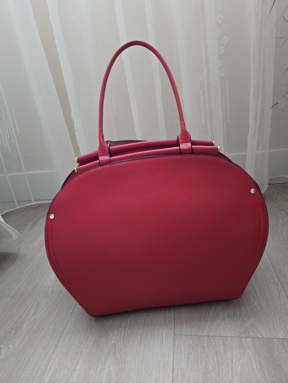 Women's Red Structured Tote Bag Vegan